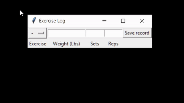 Exercise Log - Desktop example image